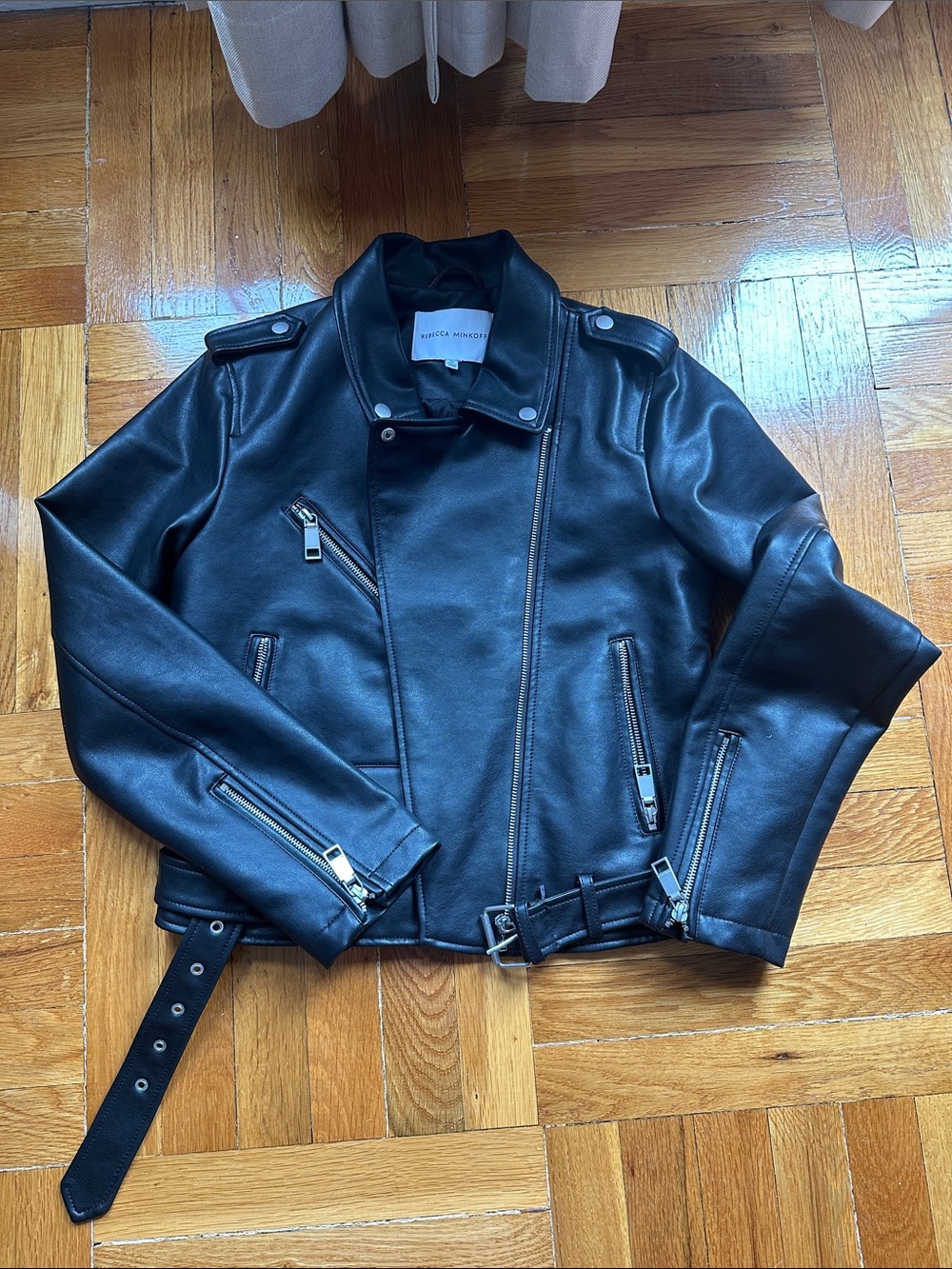 Rebecca Minkoff Black Faux Leather Moto Jacket